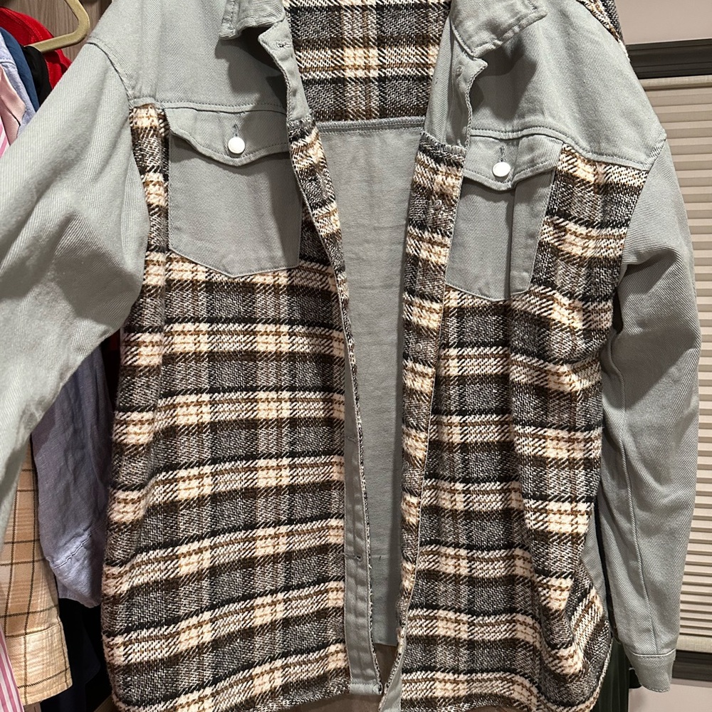 Plaid And Solid Jacket - image 1